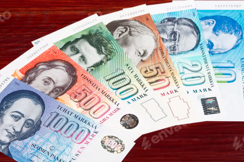 Preview: Finnish markka a business background with money