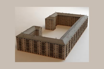 Preview: Multi-story building with balconies and adjacent structures
