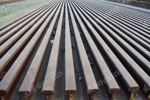 Preview: Closeup shot of old rusty railway scraps
