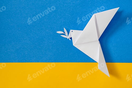 Preview: The dove of peace and the flag of Ukraine as a symbol of no war.