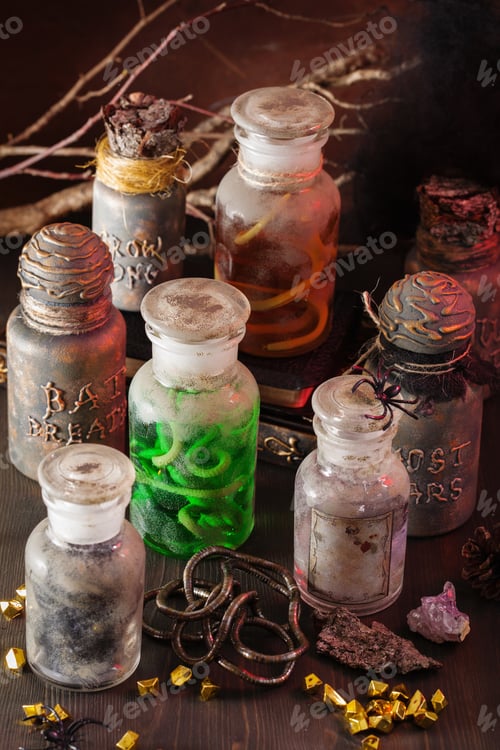 Preview: witch apothecary jars magic potions halloween decoration