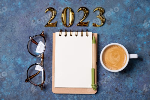 Preview: New Year's Mockup with Golden 2023 Numbers