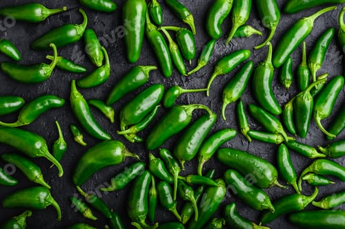 Preview: Green Jalapeno Peppers on Dark Background