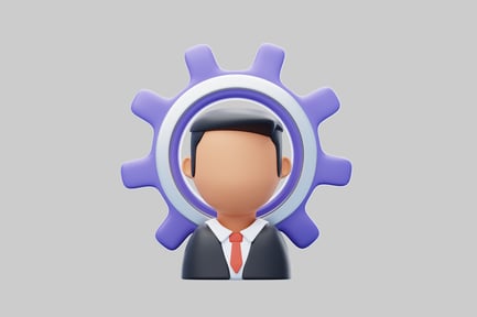 Preview: Abstract businessman with cogwheel design