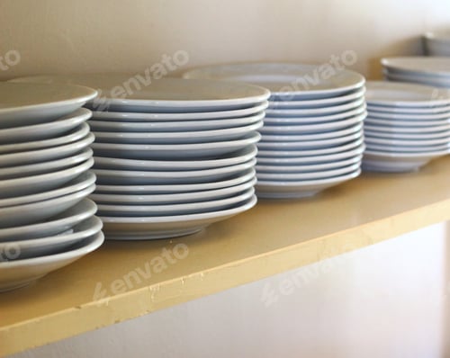 Preview: Plates on pantry shelf