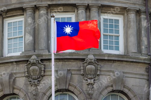 Preview: Republic of China Flag Waving Against Building