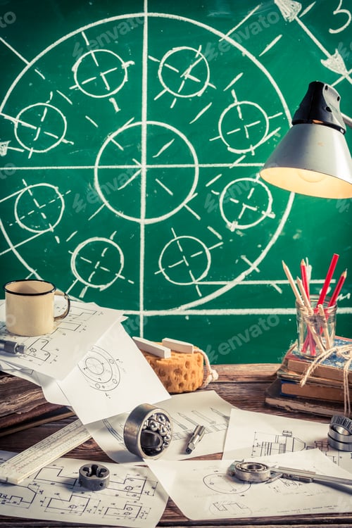 Preview: Vintage mechanical lab at school as education concept
