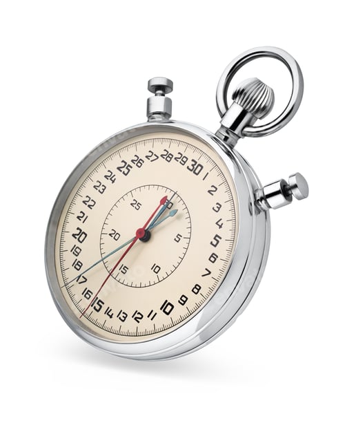 Preview: Mechanical analog stopwatch isolated on white background.