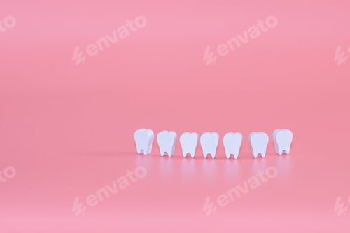 Preview: Healthy white teeth, tooth protection from tooth decay, gums with teeth, smiling tooth, character fo