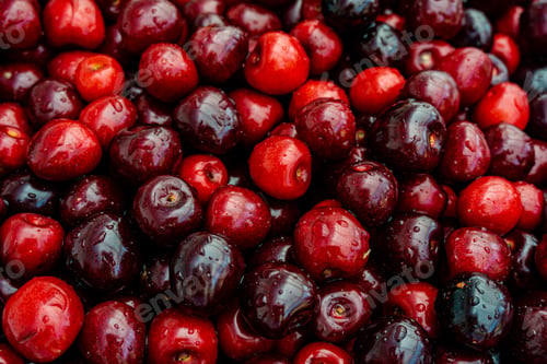Preview: Background of fresh beautiful red cherries