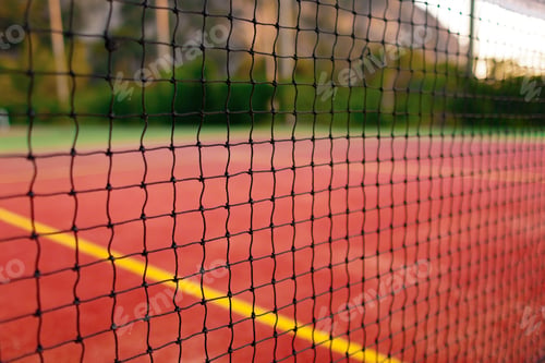 Preview: Lawn tennis court and net close up