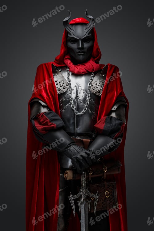 Preview: Dark member of cult with sword and steel armor