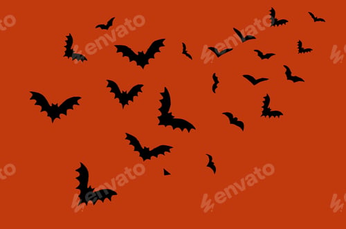Preview: background for halloween with bats on dark orange