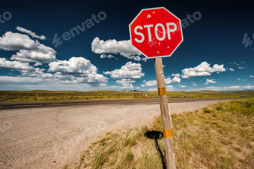 Preview: Stop sign on empty highway in Wyoming