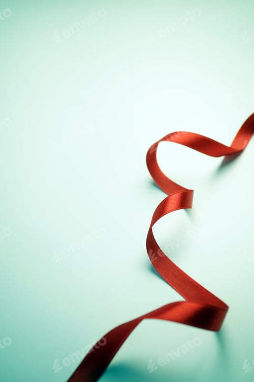 Preview: Red Ribbons On Blue Background For Shopping , Anniversary , New Year , Christmas And Celebration