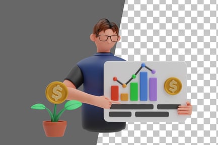 Preview: Financial Planner Is Analyzing Financial Growth 3D Illustration