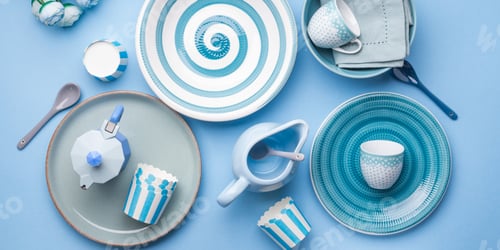 Preview: Blue pastel ceramic tableware crockery