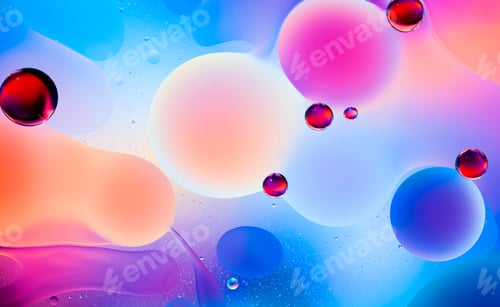 Preview: macro of colorful oil drops on water