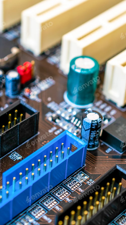 Preview: Closeup of electronic circuit board or PCB printed circuit board