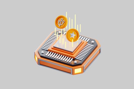 Abstrakter Prozessor mit Münzen