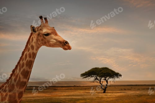 Preview: Giraffe at sunset, Etosha National Park, Namibia