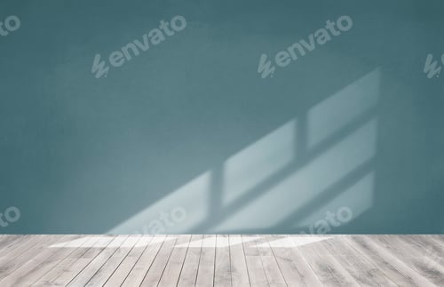 Preview: Green wall in an empty room with a wooden floor