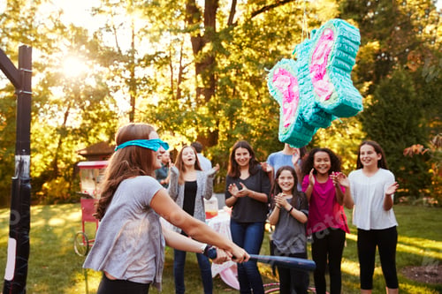 Preview: Friends watch pre-teen girl hitting a pi–ata on her birthday