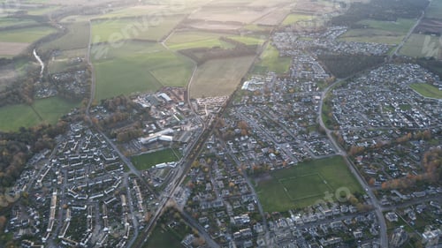 Preview: Aerial shot of the small fishing town of Nairn in the highlands of Scotland.