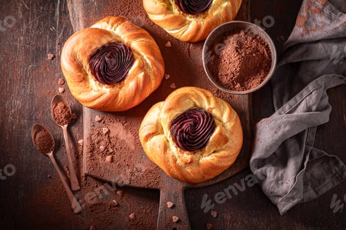 Preview: Sweet chocolate pudding yeast cake made of cocoa.