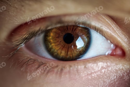 Preview: Brown eye with long eyelashes of person