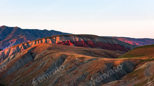 Preview: View of the beautiful striped red mountain