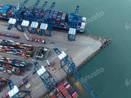 Preview: LandscapeAerial view of Yantian container terminal in Shenzhen city, China