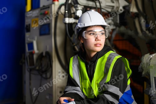 Preview: Professional maintenance worker working with robotic arms machine