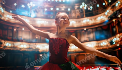 Preview: girl in a red tutu dancing on the stage