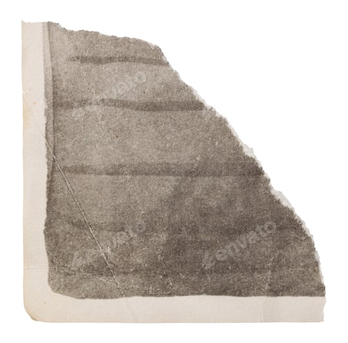 Preview: Torn corner of old white and gray page, tear piece of sheet from vintage paper book