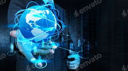 Preview: Businessman Working With New Modern Computer Show Social Network Structure
