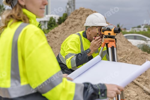 Preview: Engineer survey team checking construction project inspection work construction site