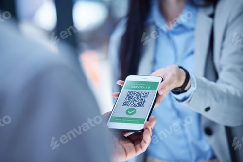 Preview: Covid travel passport, phone qr code certificate and vaccine health identity at airport immigration