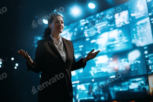 Preview: A woman is speaking on stage