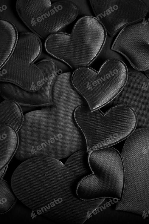 Preview: Grey hearts on dark background. Monochrome. Great design for Valentine's Day