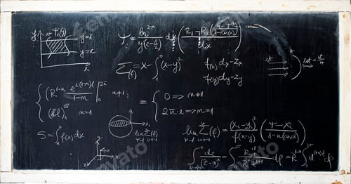 Preview: Beautiful mathematical seamless pattern with algebra equations, figures and plots.