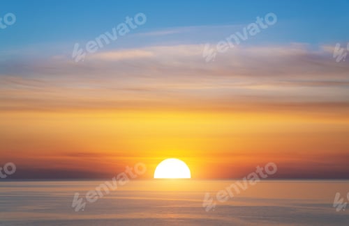 Preview: Big sun and sea sunset background