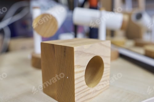 Preview: Manufacture of fixtures, modern lamp, combination of metal and wood