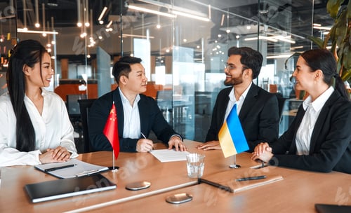 Preview: Diplomatic negotiations between countries in the office