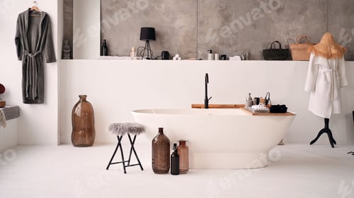Preview: Interior of a modern minimalistic bathroom