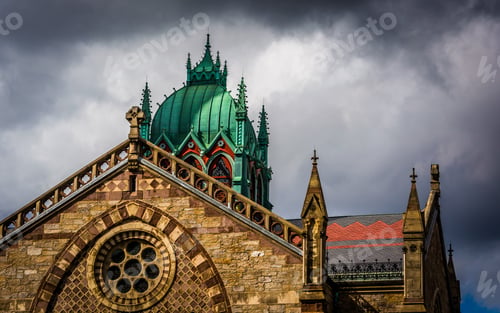 Preview: Dark Clouds Over A Cathedral In Boston, Massachusetts.