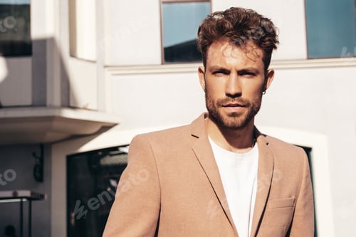 Preview: Handsome man posing outdoors