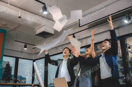 Preview: winer businessman person success in business and celebration with a professional corporate team
