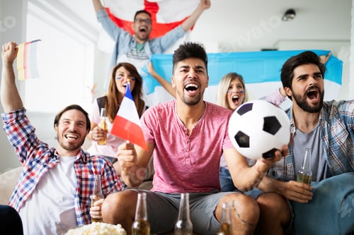 Preview: Soccer fans emotionally watching game in the living room