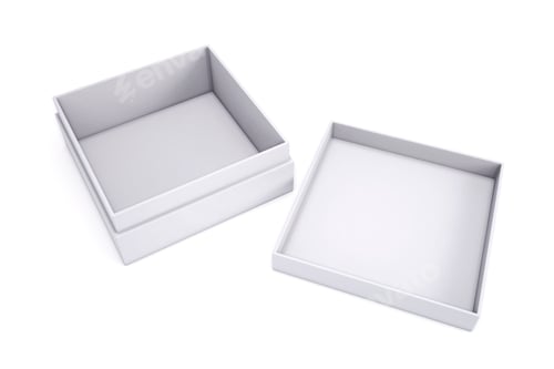 Preview: Empty white box with the adjacent cap on a white background. 3d